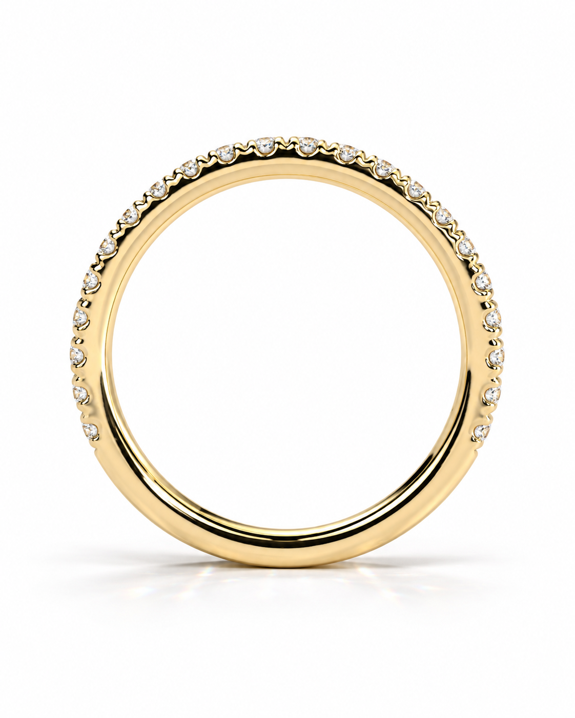 color_10K_YG, color_14K_YG &&A 
A yellow gold eternity ring featuring a continuous row of small, round-cut clear gemstones set along the outer edge, shown on a clean white background.