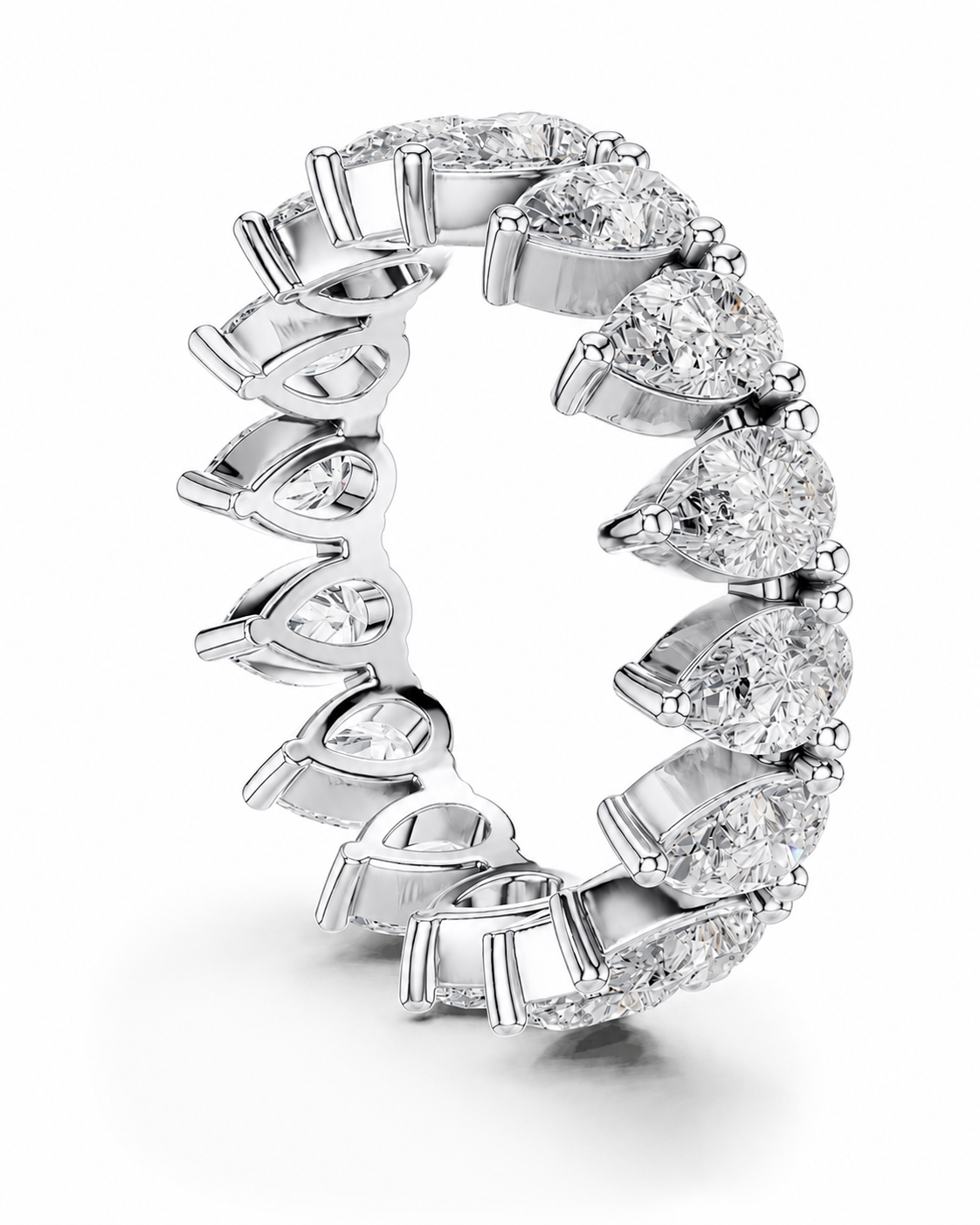 color_925_SIL,color_935_ARG,color_10K_WG, color_14K_WG &&A silver-toned eternity band ring featuring multiple rows of round brilliant-cut diamonds in prong settings, shown on a clean white background.