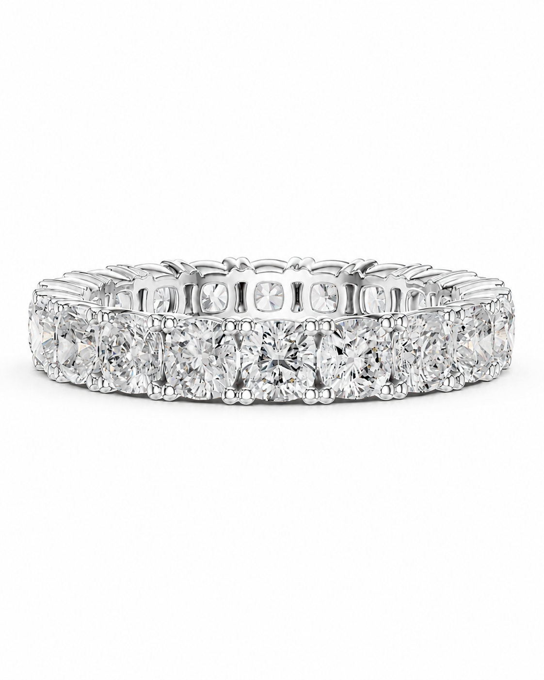 color_925_SIL,color_935_ARG,color_10K_WG, color_14K_WG &&A silver diamond eternity ring with a continuous line of round and marquise-cut diamonds set in a polished silver band, shown against a plain white background.