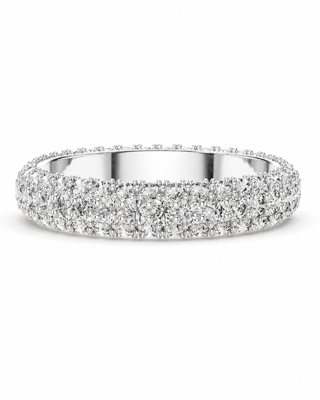 color_925_SIL,color_935_ARG,color_10K_WG, color_14K_WG &&A silver-colored pavé diamond eternity ring shown on a clean white background.