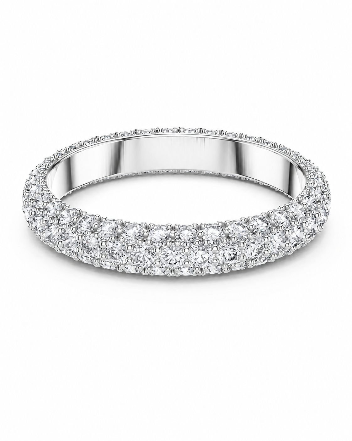 color_925_SIL,color_935_ARG,color_10K_WG, color_14K_WG &&A diamond eternity band ring in a silver-toned metal setting, featuring a continuous row of round-cut diamonds on a clean white background.