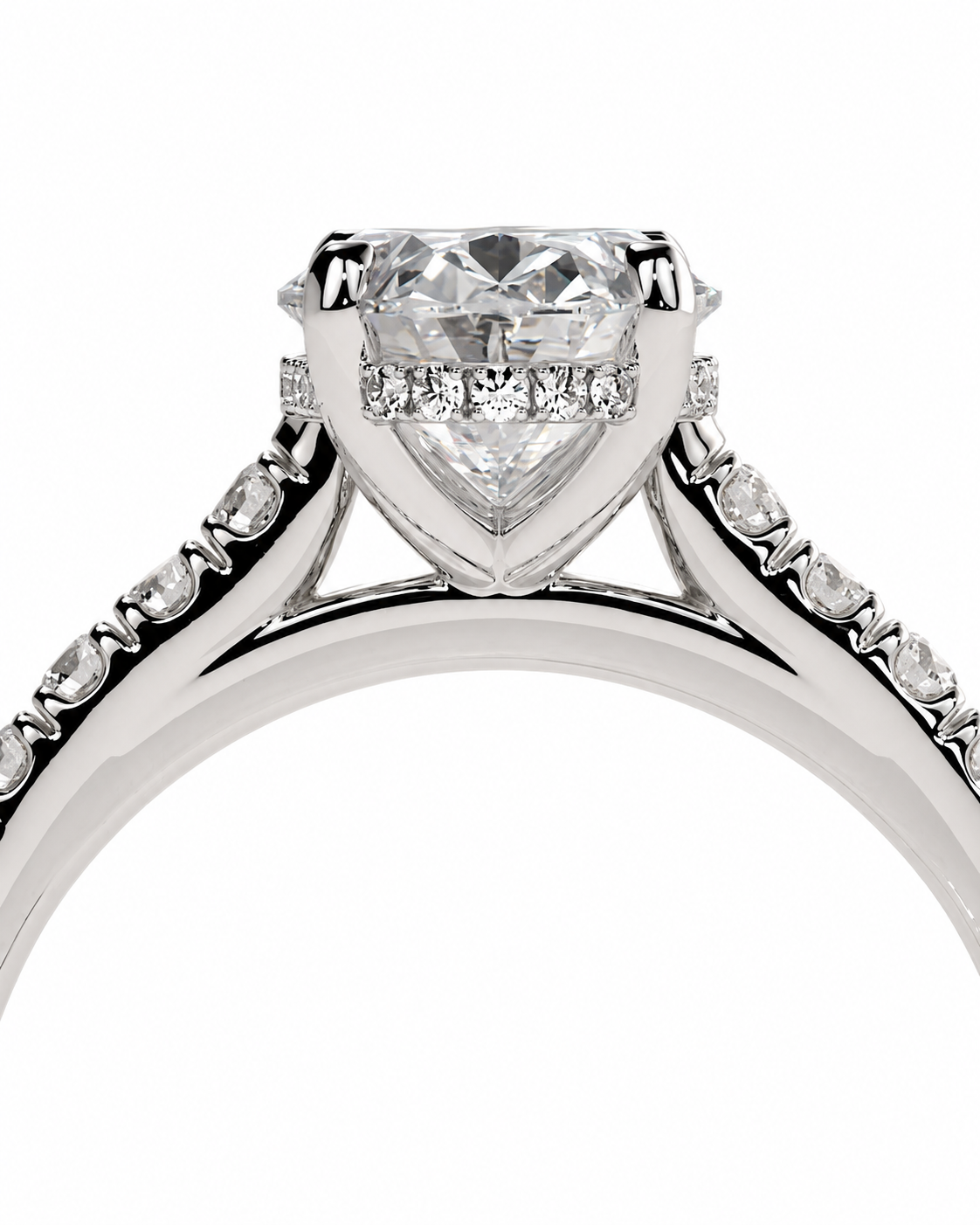 color_925_SIL,color_935_ARG,color_10K_WG, color_14K_WG &&A close-up of a silver-toned diamond engagement ring featuring a heart-shaped center stone and small diamonds along the shoulders, set against a plain white background.