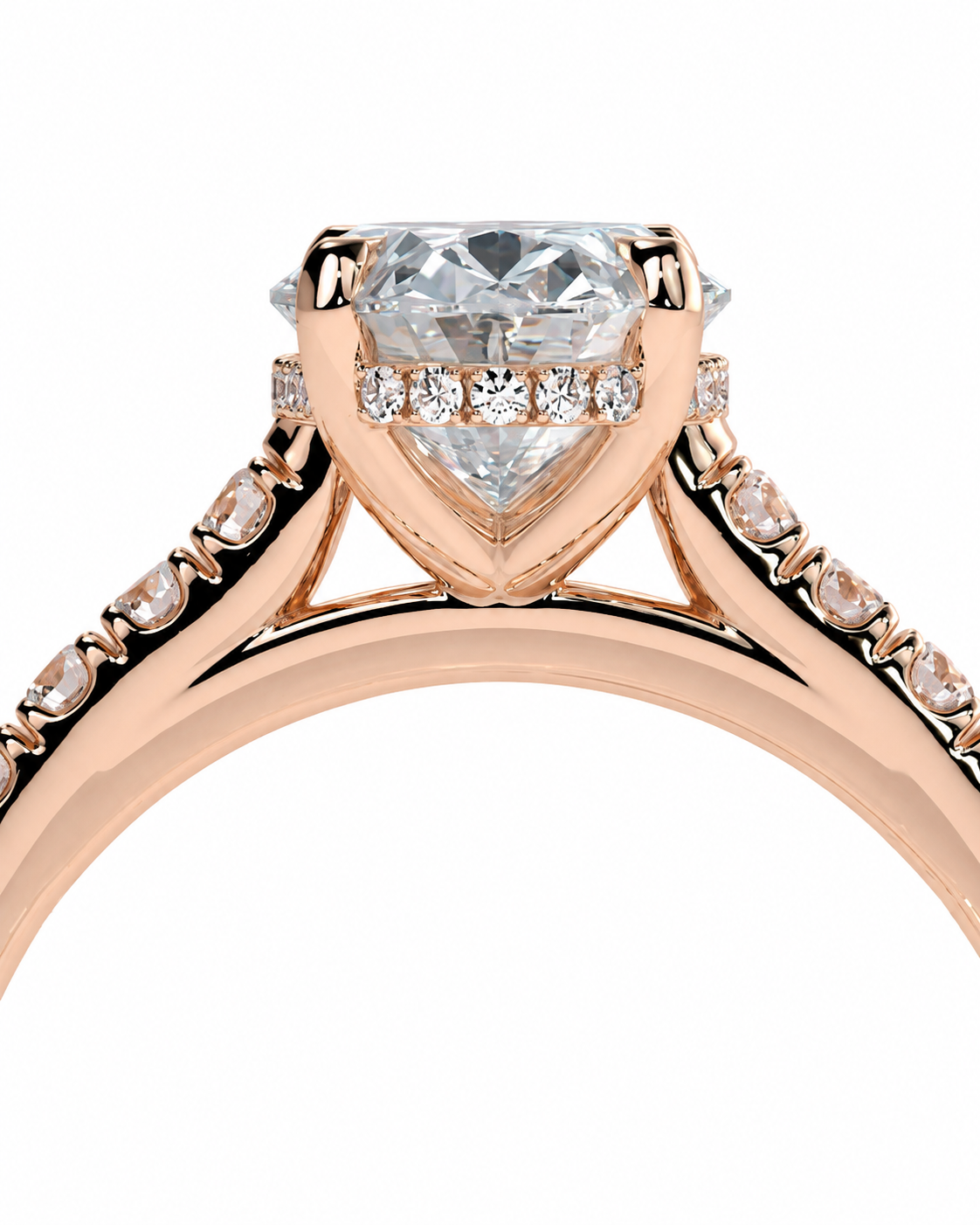 color_10K_RG, color_14K_RG &&Rose gold solitaire engagement ring with a heart-shaped diamond center stone and small accent diamonds along the shoulders, shown on a white background.
