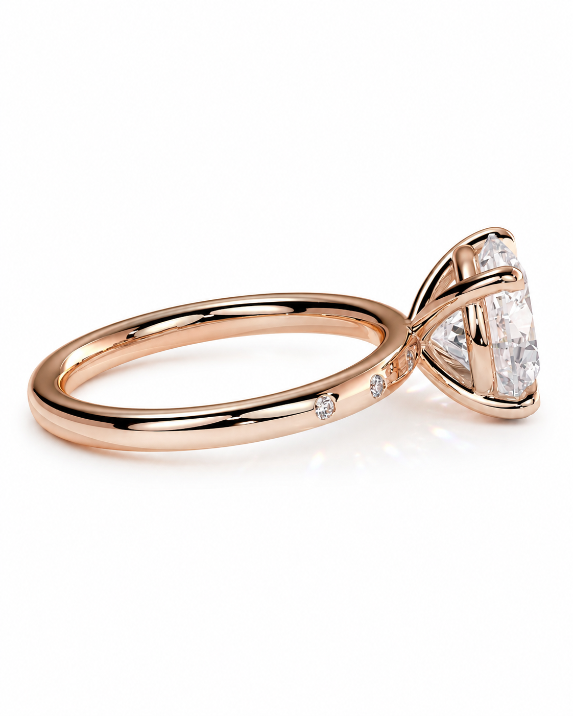 color_10K_RG, color_14K_RG &&A silver-toned engagement ring featuring a large rectangular emerald-cut clear center stone with smaller accent stones along the side, set against a clean white background.