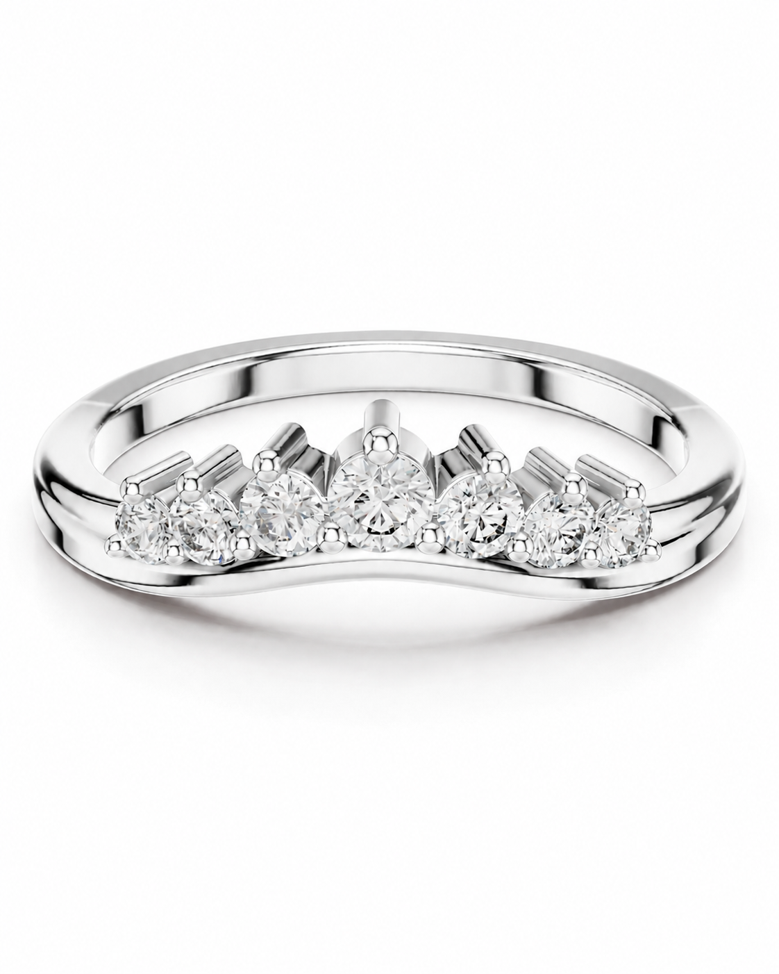 color_925_SIL,color_935_ARG,color_10K_WG, color_14K_WG &&A silver five-stone diamond ring set on a polished wavy band, photographed against a clean white background.