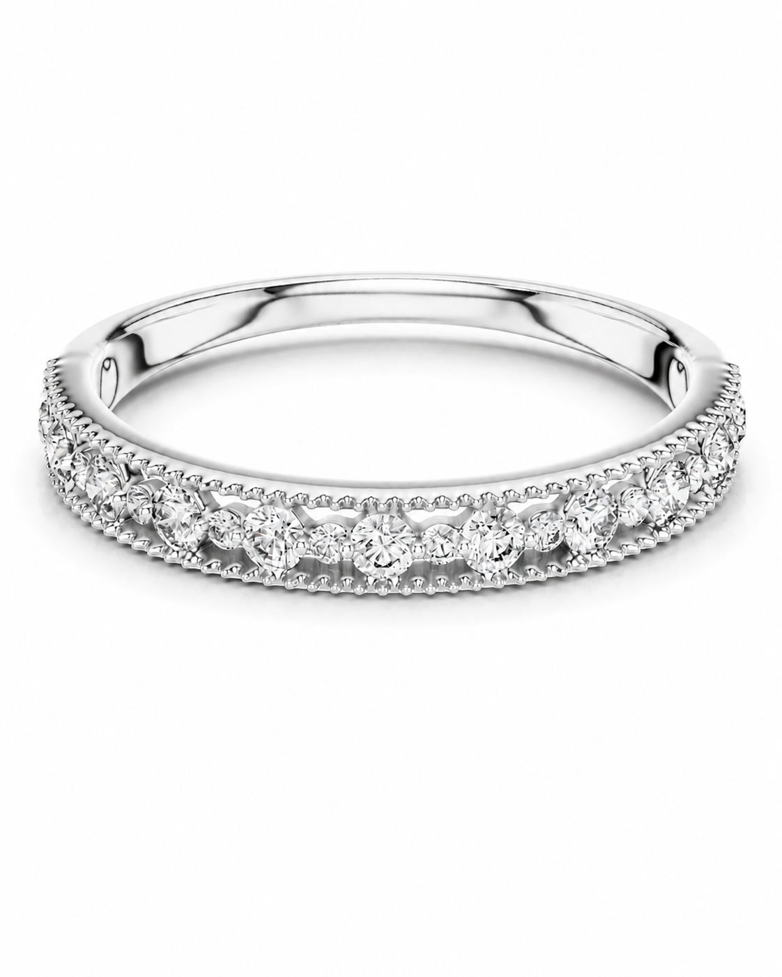 color_925_SIL,color_935_ARG,color_10K_WG, color_14K_WG &&A silver diamond eternity band ring with a continuous row of round-cut diamonds on a polished silver band, shown against a plain white background.