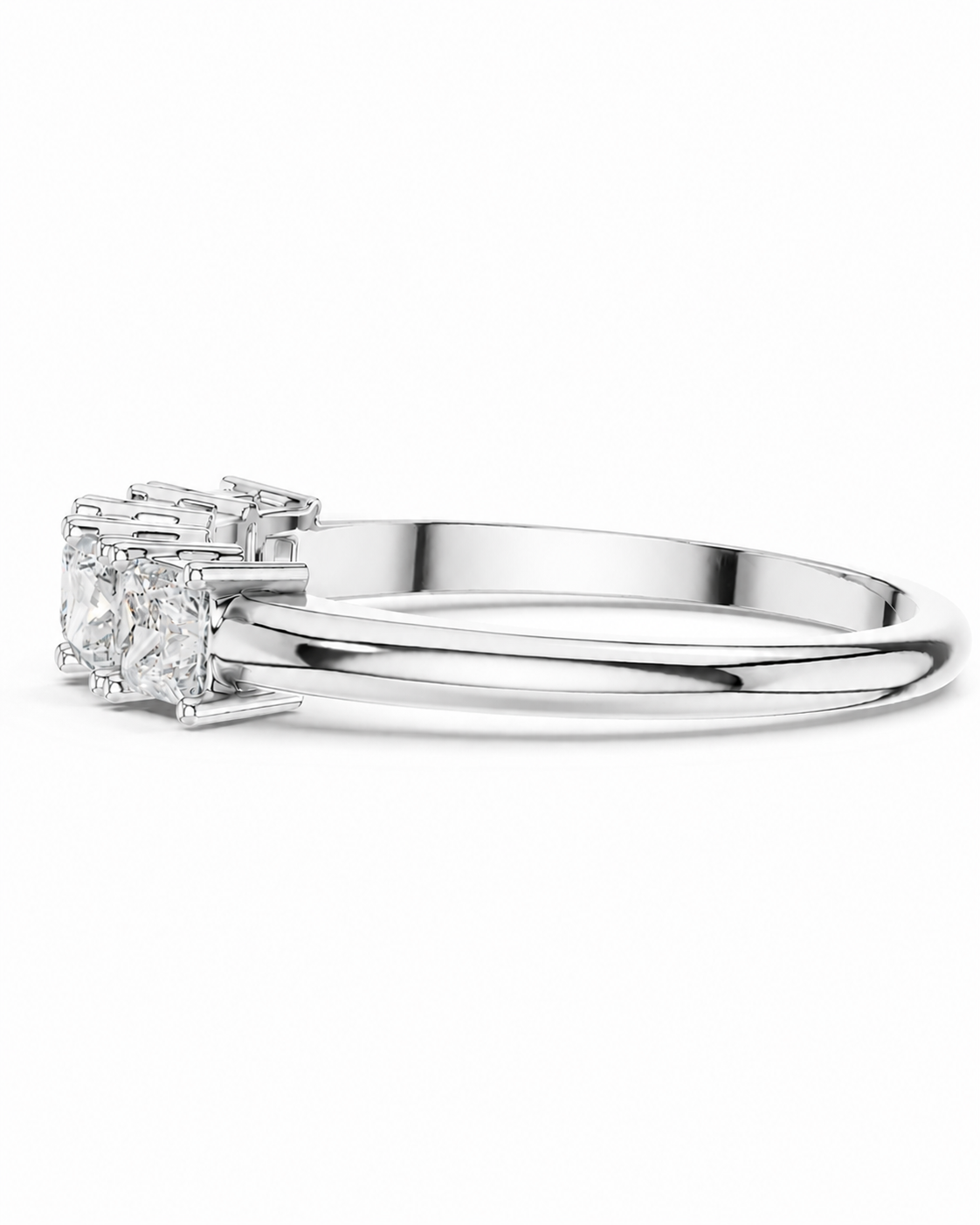 color_925_SIL,color_935_ARG,color_10K_WG, color_14K_WG &&A silver-tone double-band ring featuring a square cluster of four clear princess-cut diamonds on one band and a slim matching second band, shown on a plain white background.