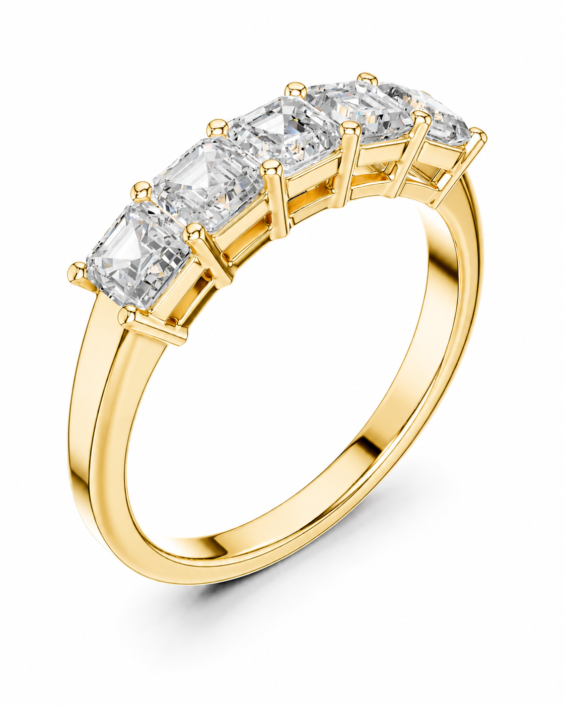 color_10K_YG, color_14K_YG &&A yellow gold ring featuring a five-stone marquise-cut diamond cluster, shown on a clean white background with a soft shadow.