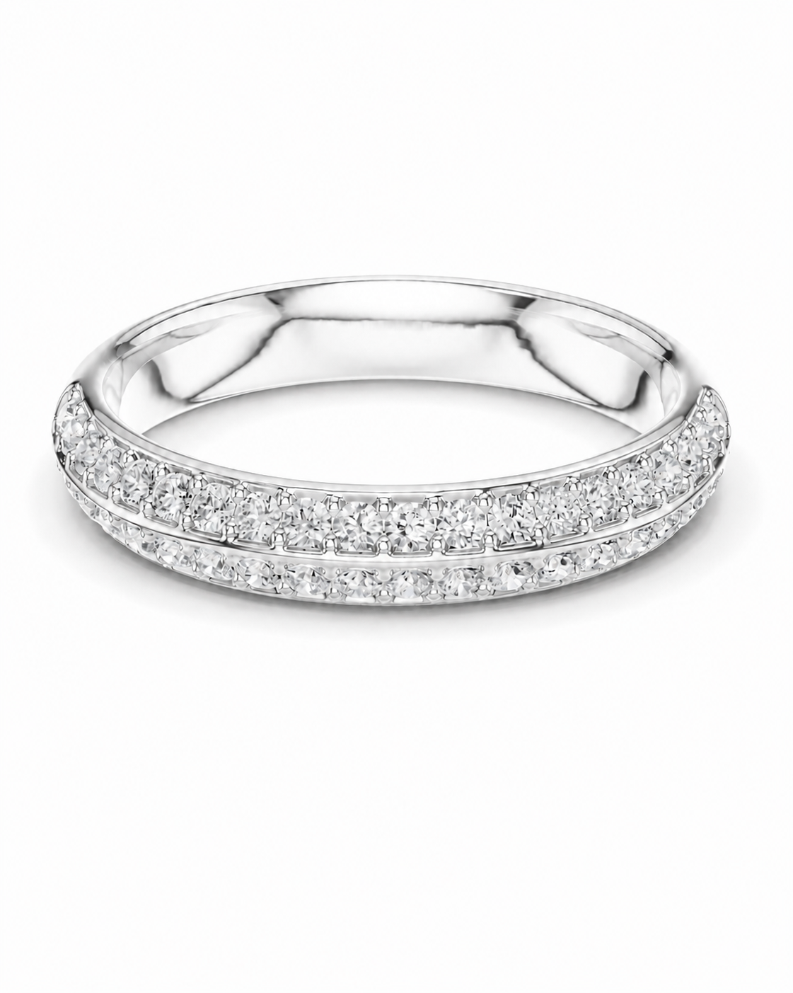 color_925_SIL,color_935_ARG,color_10K_WG, color_14K_WG &&A silver-tone diamond band ring featuring two rows of pavé-set round diamonds on a clean white background.