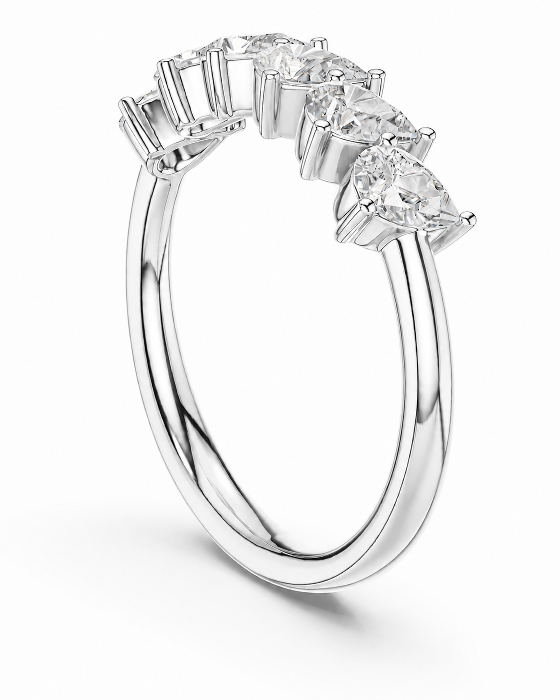 color_925_SIL,color_935_ARG,color_10K_WG, color_14K_WG &&A silver-tone diamond ring with a row of clear stones set in a polished band, shown on a clean white background.