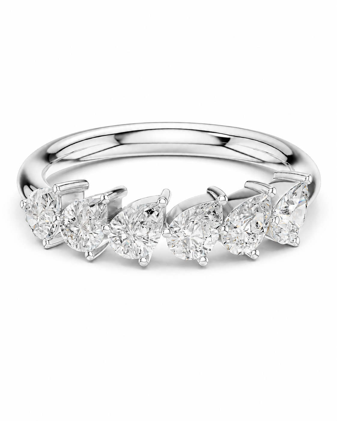 color_925_SIL,color_935_ARG,color_10K_WG, color_14K_WG &&A silver diamond eternity ring featuring a row of round brilliant-cut diamonds set in a polished silver band, shown on a clean white background.