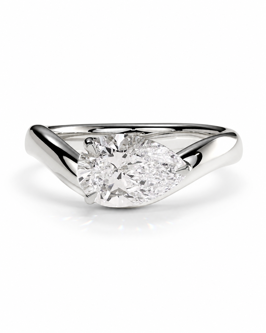 color_925_SIL,color_935_ARG,color_10K_WG, color_14K_WG &&A silver-tone diamond ring with a marquise-cut center stone and a split shank design, shown on a clean white background.