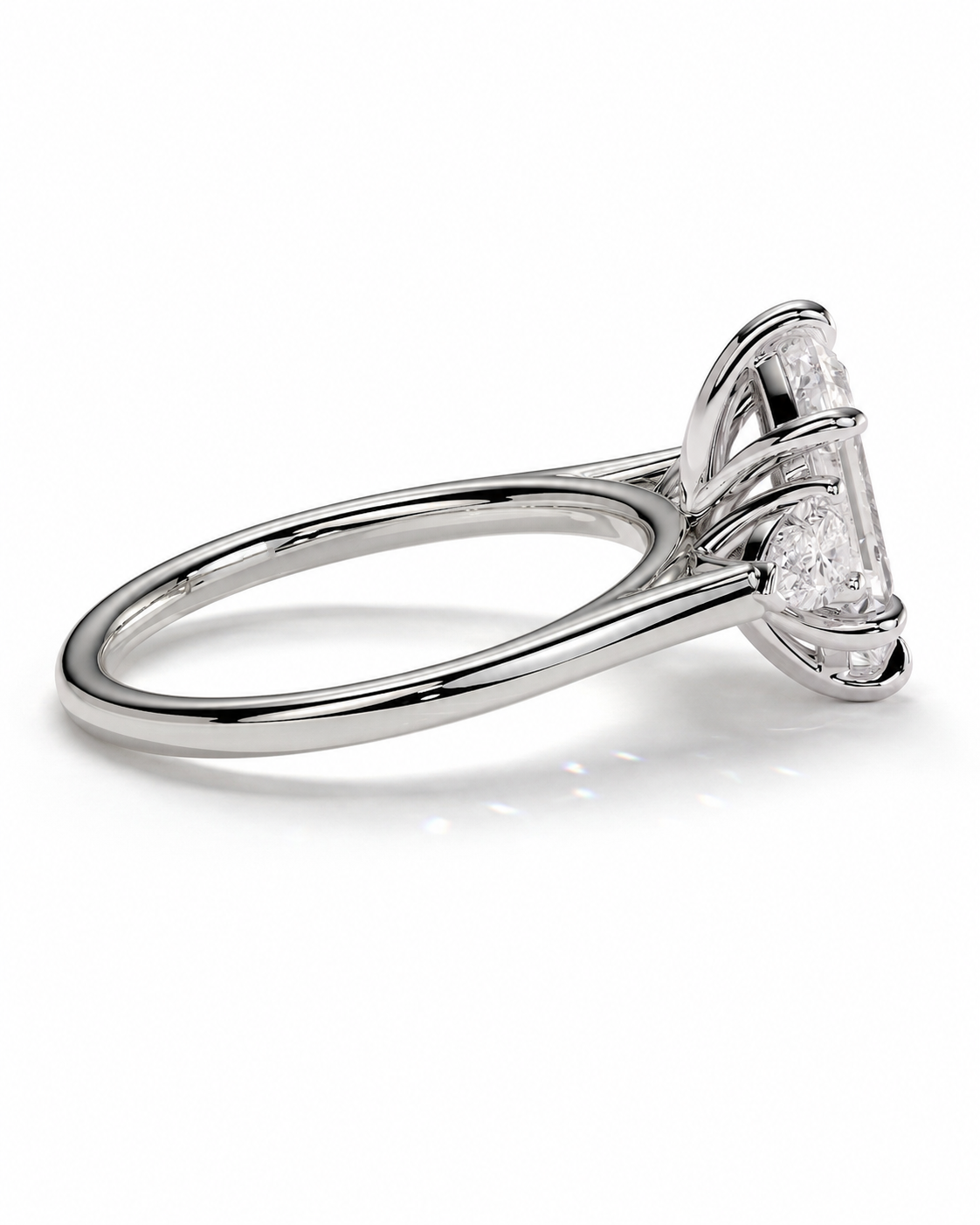 color_925_SIL,color_935_ARG,color_10K_WG, color_14K_WG &&A silver-toned diamond ring with a large oval-cut center stone and smaller accent diamonds, shown in a three-quarter side view on a white background.