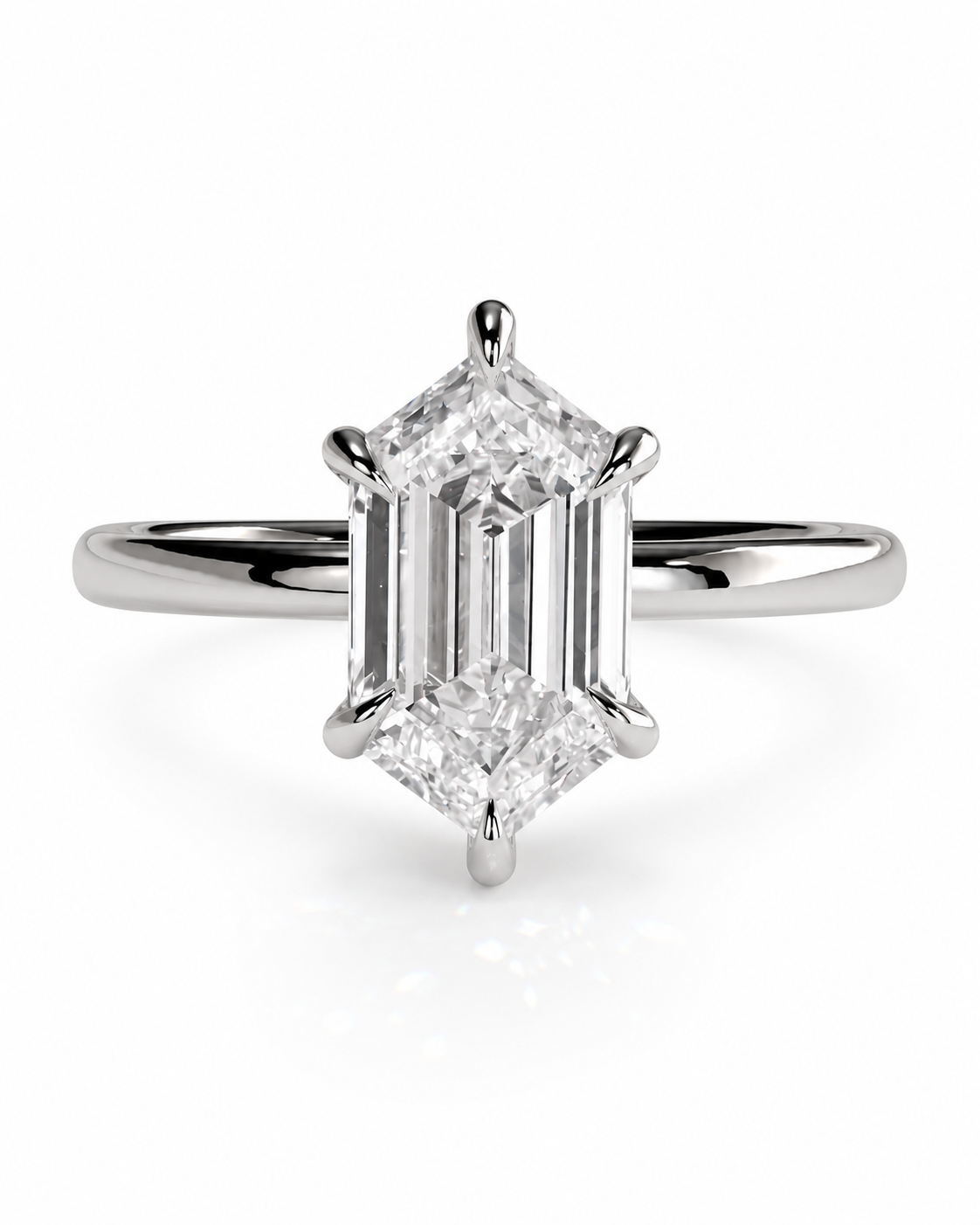 color_925_SIL,color_935_ARG,color_10K_WG, color_14K_WG &&
An emerald-cut diamond ring in a polished silver-colored metal setting, shown against a clean white background.
