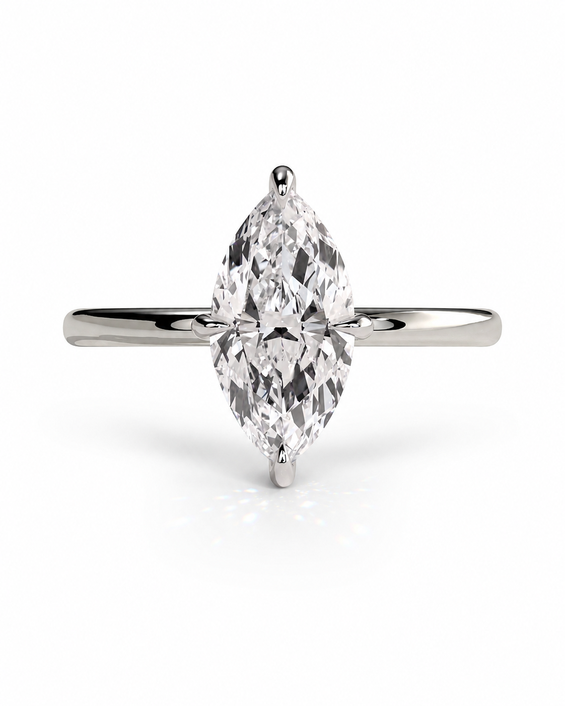 color_925_SIL,color_935_ARG,color_10K_WG, color_14K_WG &&A silver-tone ring featuring a large marquise-cut clear gemstone in a four-prong setting, centered on a clean white background.