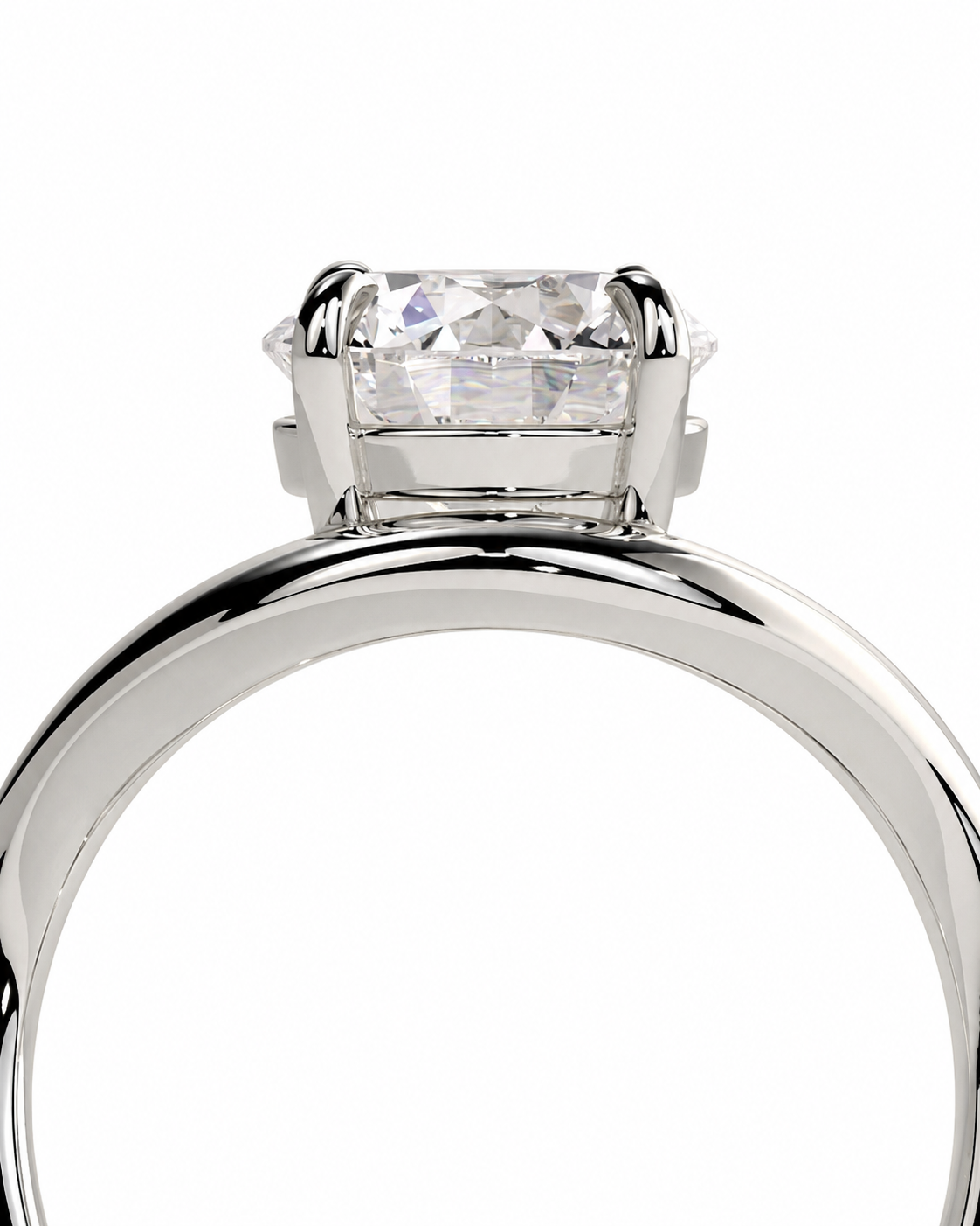 color_925_SIL,color_935_ARG,color_10K_WG, color_14K_WG &&A close-up studio shot of a silver-toned ring with a rectangular clear gemstone in a four-prong setting, shown against a plain white background.