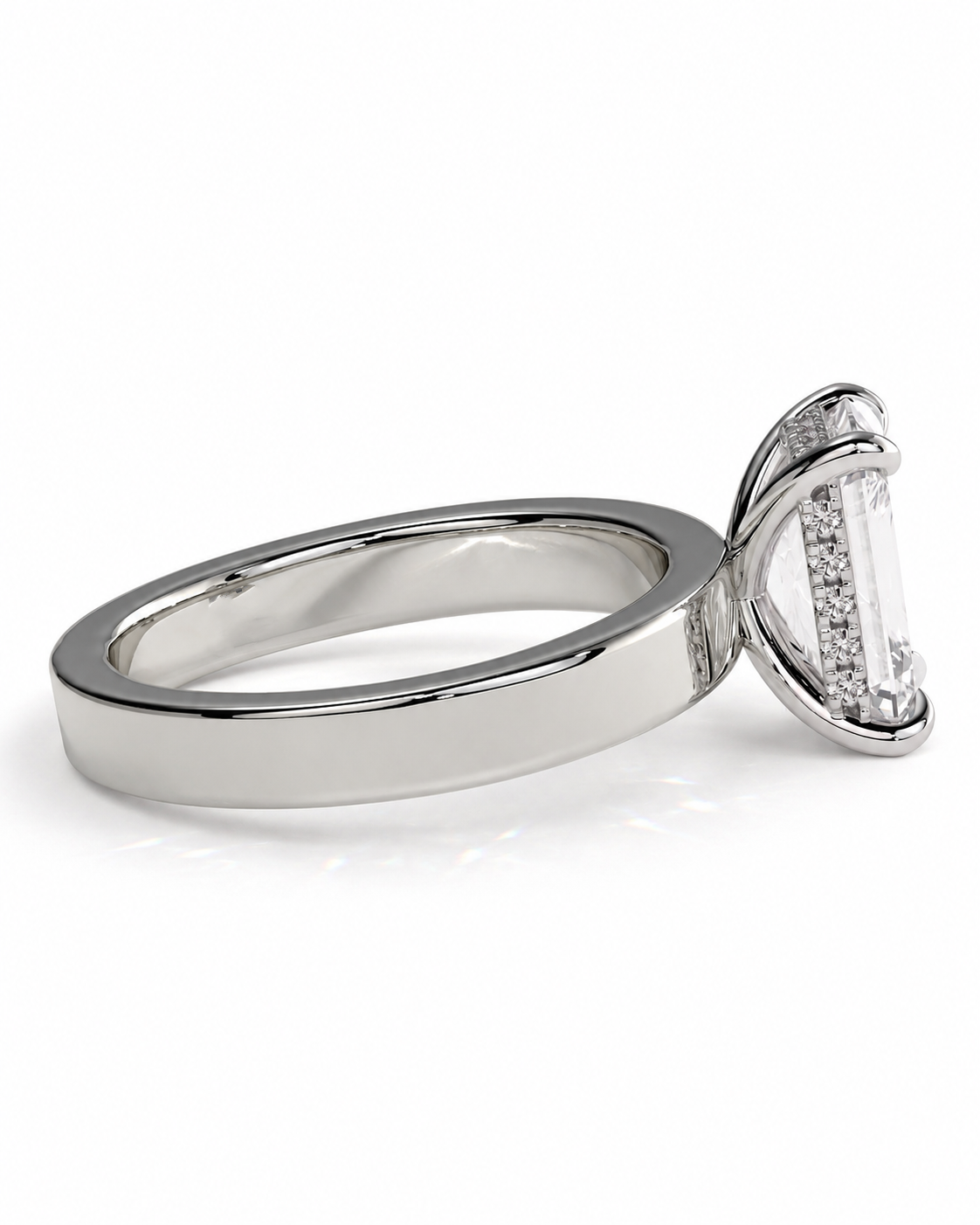 color_925_SIL,color_935_ARG,color_10K_WG, color_14K_WG &&A silver-toned diamond ring with a large marquise-cut clear center stone and a row of small diamonds along the side, shown on a clean white background.