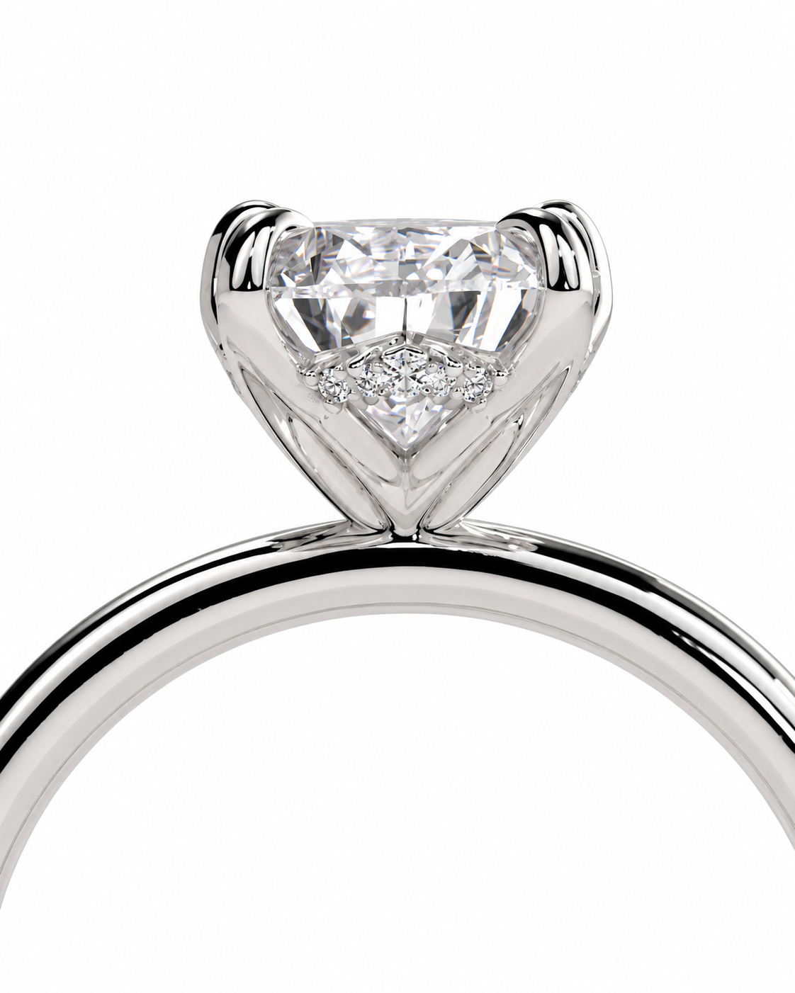 color_925_SIL,color_935_ARG,color_10K_WG, color_14K_WG &&A close-up studio shot of a silver-toned solitaire ring featuring a heart-shaped clear gemstone with a small diamond accent in the center, set against a plain white background.
