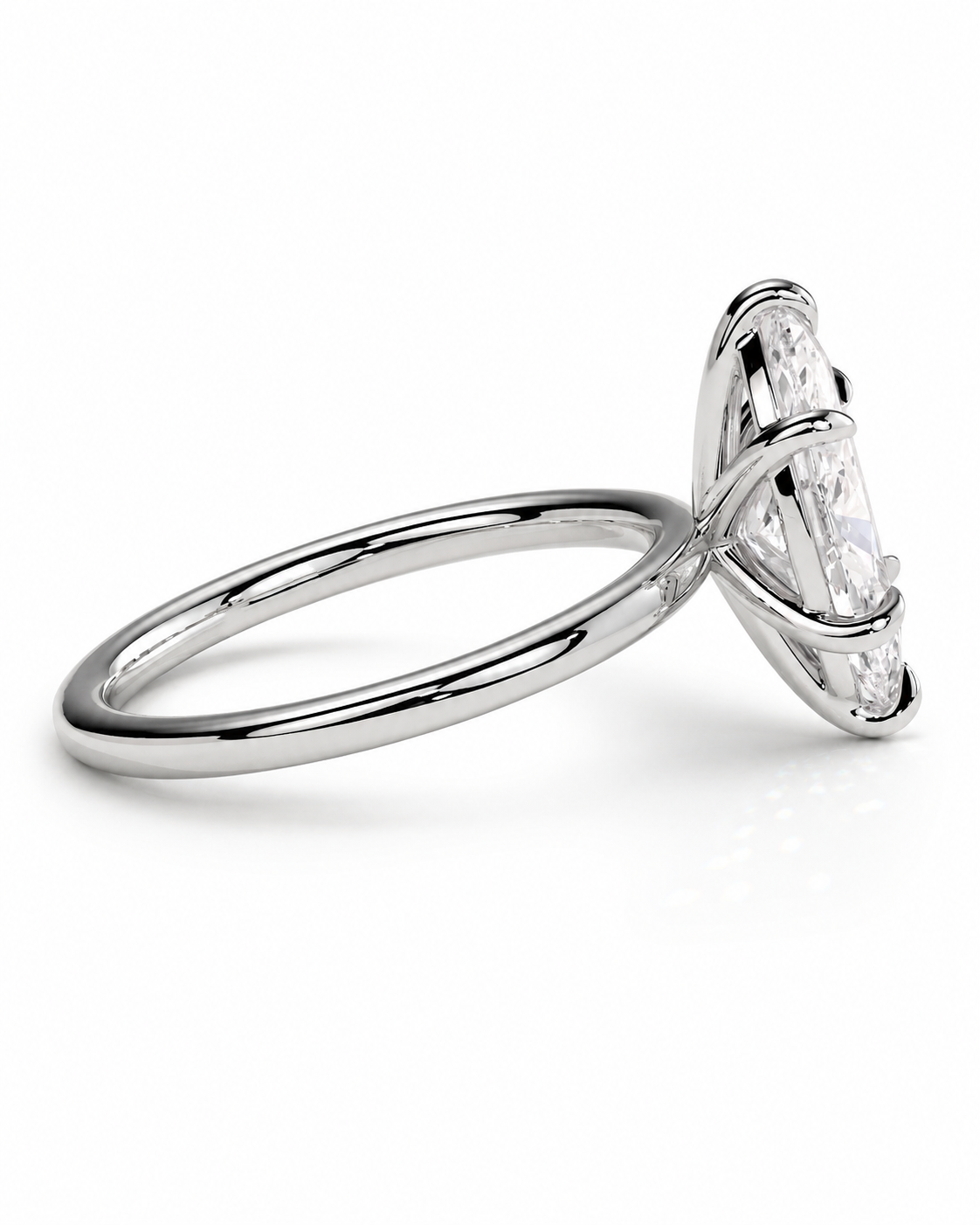 color_925_SIL,color_935_ARG,color_10K_WG, color_14K_WG &&A silver-toned diamond ring with a marquise-cut center stone and smaller accent stones, shown in a three-quarter view on a clean white background.
