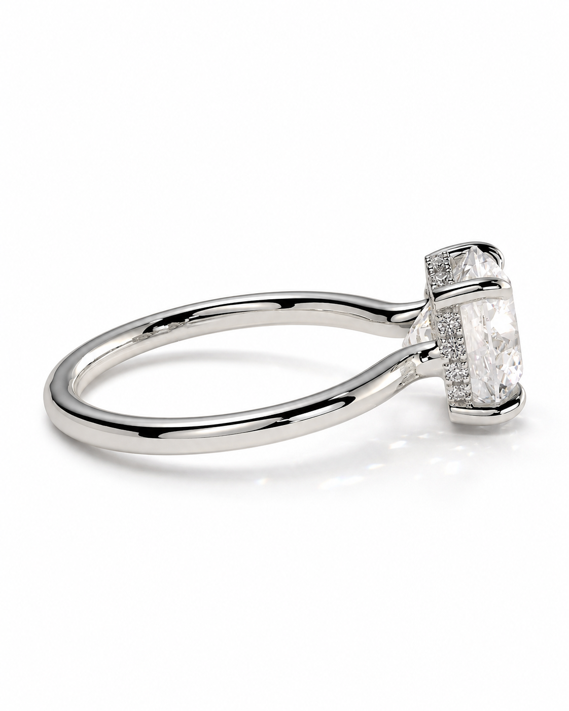 color_925_SIL,color_935_ARG,color_10K_WG, color_14K_WG &&A silver-toned diamond ring with a large rectangular center stone and smaller accent stones on the band, shown on a clean white background.