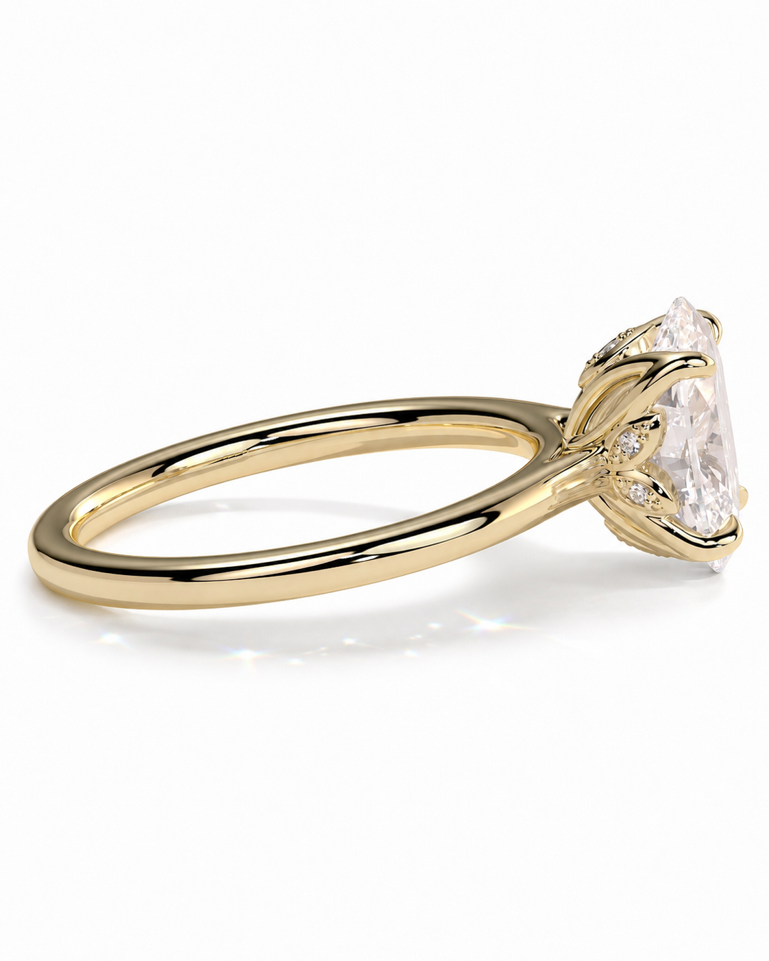 color_10K_YG, color_14K_YG &&A yellow gold solitaire engagement ring featuring a large clear marquise-cut center stone in a prong setting, shown on a clean white background.