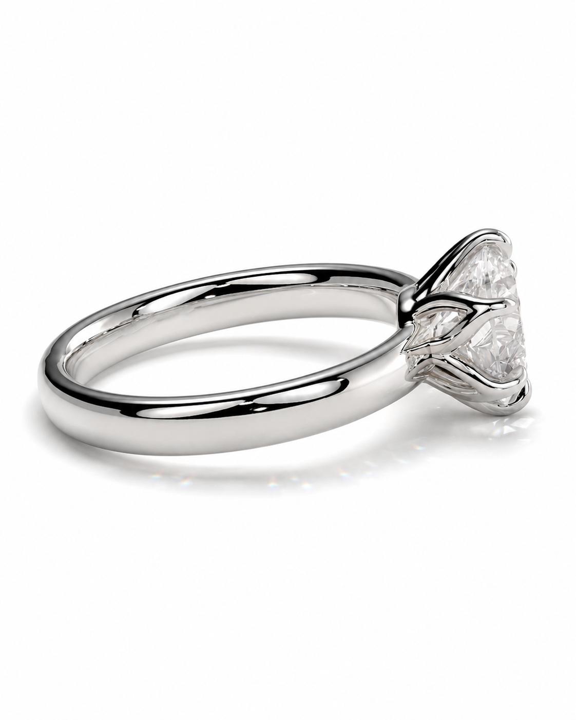 color_925_SIL,color_935_ARG,color_10K_WG, color_14K_WG &&A silver engagement ring featuring a large round brilliant-cut diamond in a three-stone setting, shown on a clean white background.